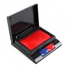 齐心B3710半自动双色速干印台印泥盒红+蓝办公用品盖章方便