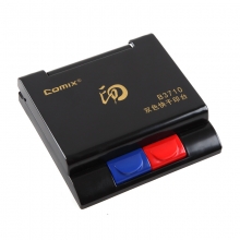 齐心B3710半自动双色速干印台印泥盒红+蓝办公用品盖章方便