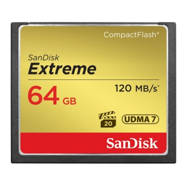 闪迪 SANDISK 64GB 800X 至尊极速CF存储卡 读速120MB S