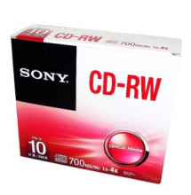 索尼（SONY）CD-RW 4速 700MB 可重复擦写 CD刻录光盘 单片盒装