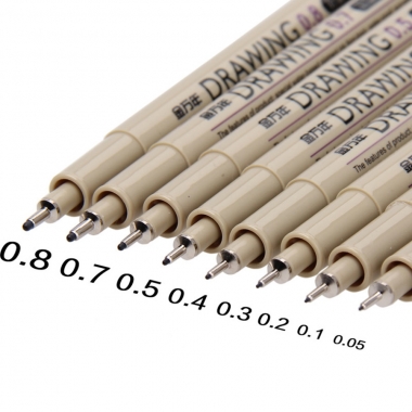 金万年针管设计工笔绘画工具美术描边漫画动漫勾线笔8支套装