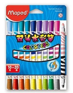 马培德（Maped）847010 10支20色可水洗双头水彩笔