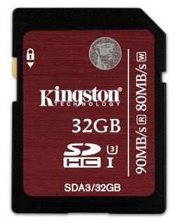 金士顿（Kingston）32GB UHS-I U3 Class10 SD高速存储卡（读速90Mb/s）中国红