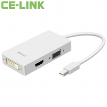 CE-LINK 1081 Mini DP转VGA HDMI DVI三合一转换器