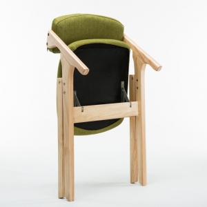国产 现代简约布艺可折叠椅 (原木色木架+绿色麻布) 