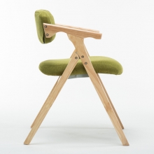 国产 现代简约布艺可折叠椅 (原木色木架+绿色麻布) 