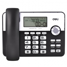 得力（deli）795 来电显示白色背光座机 办公家用电话机 温度显示 （黑色）