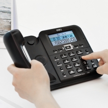 得力（deli）790 时尚创意多功能座机 大屏显示办公家用电话机 （黑色）