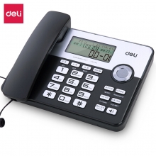 得力（deli）795 来电显示白色背光座机 办公家用电话机 温度显示 （黑色）