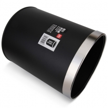 得力（deli） 9199 圆形直桶不锈钢垃圾桶 黑色 带压圈