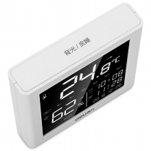 得力(deli)8958  LCD带时间闹钟多功能电子温湿度计 白色