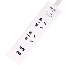 得力（deli）18216 1.8米电源插座 带USB口接线板