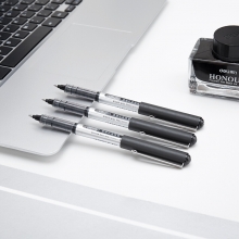 得力(deli)0.5mm黑色直液式走珠签字笔学生考试中性笔S656 单支装