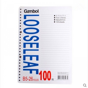 渡边（Gambol） LL0101 B5 26孔活页替芯100页/本 5本/包
