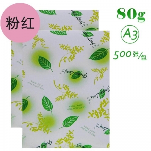 绿叶（GreenLeaf） 彩色复印纸 A3 80g 500张/包 5包/箱 粉红色