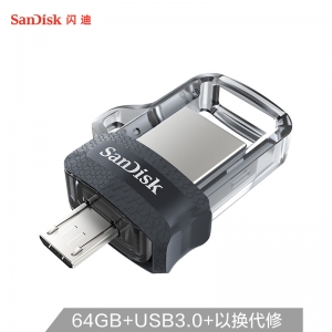 闪迪 （SanDisk） 64GB Micro USB3.0 U盘 DD3酷捷 黑色 读速150MB/s
