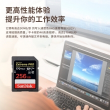 闪迪（SanDisk）高速存储卡 SD卡 U3 170MB 相机内存卡 兼容连拍和4K视频 256G