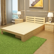 欧宝美 单双人木床 公寓床 实木床 1.5米宽带侧抽屉