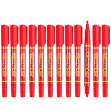 宝克（BAOKE）MP2906 小双头水性速干勾线笔 美术绘画勾线用笔 红色 12支/盒