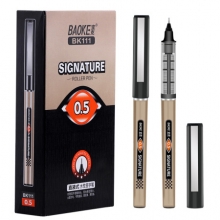 宝克（BAOKE）BK111 0.5mm 黑色直液式走珠笔 针管头中性笔  12支/盒