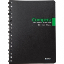 齐心（COMIX）CPA6507 双螺旋PP面笔记本子/记事本/软抄本 A6 50张 办公文具 CPA6507 黑色