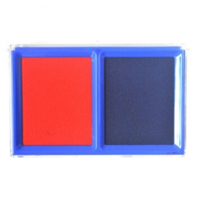 得力  9865 双色快干印台/印泥 红+蓝 一盒两色