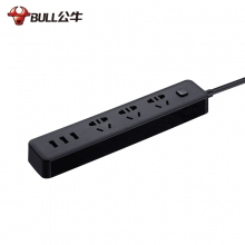 公牛（BULL） GN-B403H 新国标公牛小黑USB插座（ 3USB接口+3孔带保护门）长1.8米