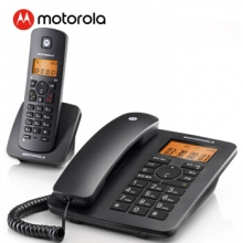 摩托罗拉(Motorola)C4200C数字无绳电话机/座机/子母机免提来电显示低辐射家用办公一拖一固定无线座机(黑色)
