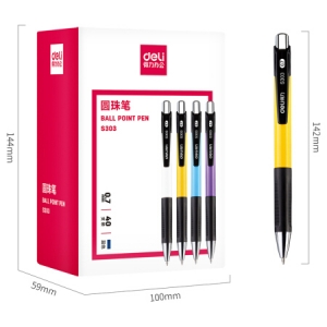 得力(deli)S303 0.7mm 按动圆珠笔 新升级原子笔 40只装 颜色随机