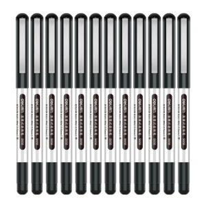 得力(deli)S656 0.5mm黑色 直液式走珠签字笔 考试中性笔 12支/盒