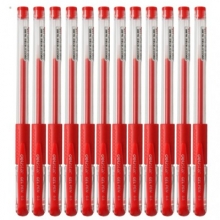 得力（deli） 6600ES 中性笔碳素笔水笔签字笔 中性笔0.5mm 红色 12支/盒