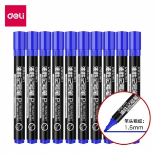 得力（deli） S550 记号笔单头油性笔  蓝色 10支/盒 （计价单位：支）