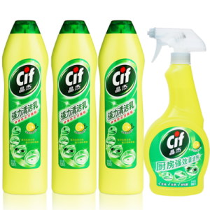 晶杰 强效清洁乳*725g*3瓶+厨房强效清洁剂*500g*1瓶 套装