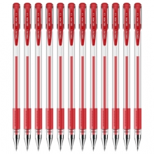 得力 6600ES 标准子弹头 中性笔0.5mm 12支/盒  红色（计价单位：支）