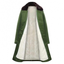兰诗 DA6092 冬季保暖军大衣加绒加厚长款 军绿色（可拆卸加绒毛）