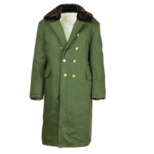 兰诗 DA6092 冬季保暖军大衣加绒加厚长款 军绿色（可拆卸加绒毛）