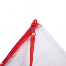 得力（deli） 5654 A4透明网格拉链袋 红色 10个/包