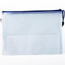 得力（deli） 5655 B5 网格透明拉链袋 10个/包 （蓝色）
