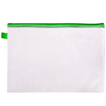 得力（deli） 5654 A4透明网格拉链袋 绿色 10个/包