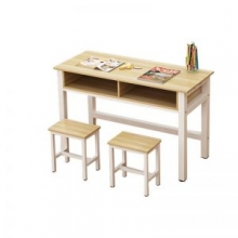法帝邦 学习桌椅 双人位 桌子尺寸120*40*74cm+凳子2个 柚木色