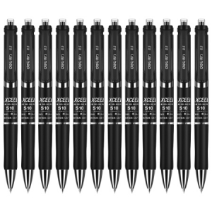 得力 S10 中性笔0.5mm弹簧头(黑) 12支/盒 （计价单位：支）