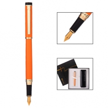 毕加索（pimio）钢笔礼盒装男女士签字笔笔袋套装办公商务礼品组合墨水笔0.5mm5510橙黄色