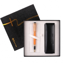 毕加索（pimio）钢笔礼盒装男女士签字笔笔袋套装办公商务礼品组合墨水笔0.5mm5510橙黄色