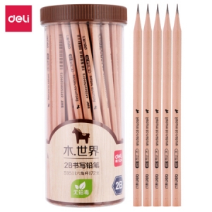 得力S951-2B书写铅笔(原木色)(72支/筒) 6/盒/48/箱 （计价单位：筒）