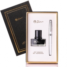 毕加索（pimio）钢笔带小墨水礼盒套装男女成人办公0.5mm学生书法练字墨水笔T717瓷白色