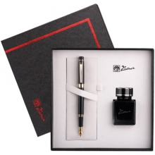 毕加索（pimio）5505 钢笔礼盒装男女士签字笔墨水套装办公商务礼品0.5mm亮黑金夹