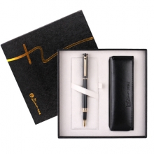 毕加索（pimio）钢笔礼盒装男女士签字笔笔袋套装办公商务礼品组合墨水笔0.5mm5510亮黑色