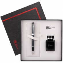 毕加索（pimio）5505钢笔礼盒装男女士签字笔墨水套装办公商务礼品0.5mm亮黑银夹