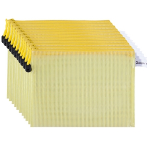 广博 A6114 A5彩色网格拉链袋 A5/PVC 黄色