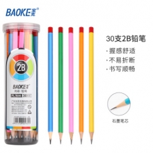 宝克（BAOKE）PL1686 学生三角杆原木学姿铅笔素描绘画笔彩色杆 30支2B （计价单位：筒）